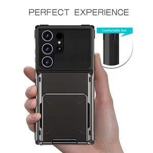 Samsung S25 Ultra Stand Case SUV Flip Card S24+ S23+ A55 Huawei P40 Shockproof Phone Cover