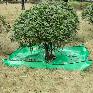 Landscape Tarp for Trimming, 78.7"x78.7" Pruning Tarp with 12 inch Hole,  Bush Trimming Tarps Shrub Trimmings Catcher with Four Corner Buckles for Easy Fastening and Leaf Collection
