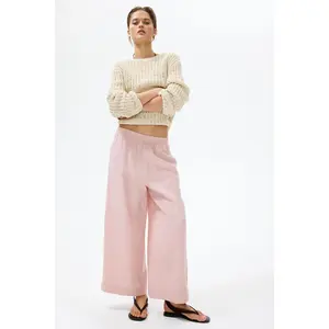 H&M Linen-blend ankle-length trousers