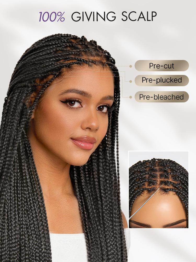[New Arrival]OwnScalp Salon Braids Super Natural Scalp Full HD Lace Knotless Box Braided Wig Flexi-Fit Invisi Drawstring Cap Miracle Knots Limited Time Offer TikTok Exclusive #luvmenewarrivals