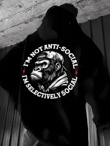 I'm Not Anti-Social I'm Selectively Social Hoodie – Funny Gorilla Attitude T Shirt for Men – Introvert Humor Graphic Sweatshirt