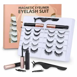 Premium 3D Natural Look Reusable Eyelashes, 10 Pairs with Tweezers Applicator, Strong Magnetic Eyeliner, No Glue Needed by Dejavia, Glueless Lashes
