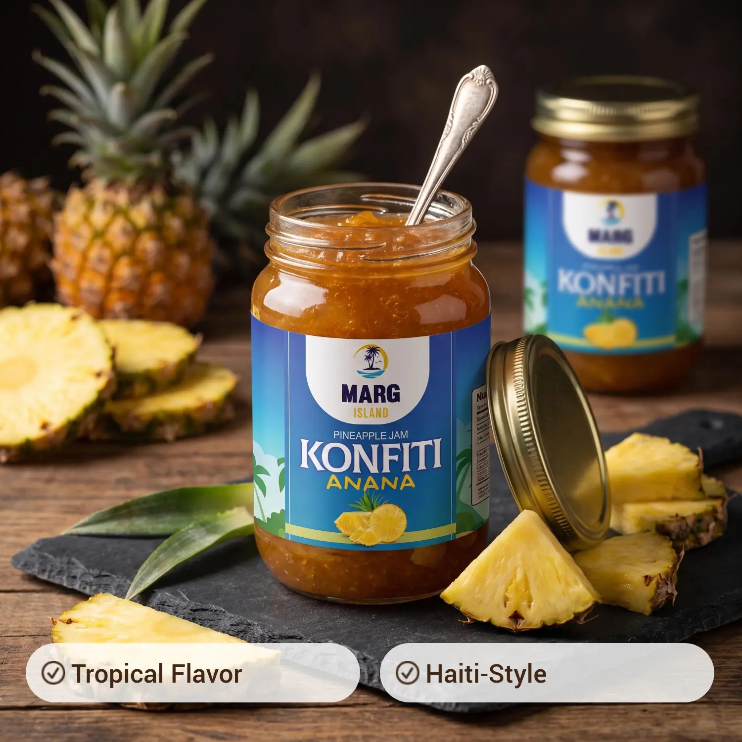 Marg Island Konfiti Anana – Haitian Pineapple Jam – Tropical Caribbean Fruit Spread