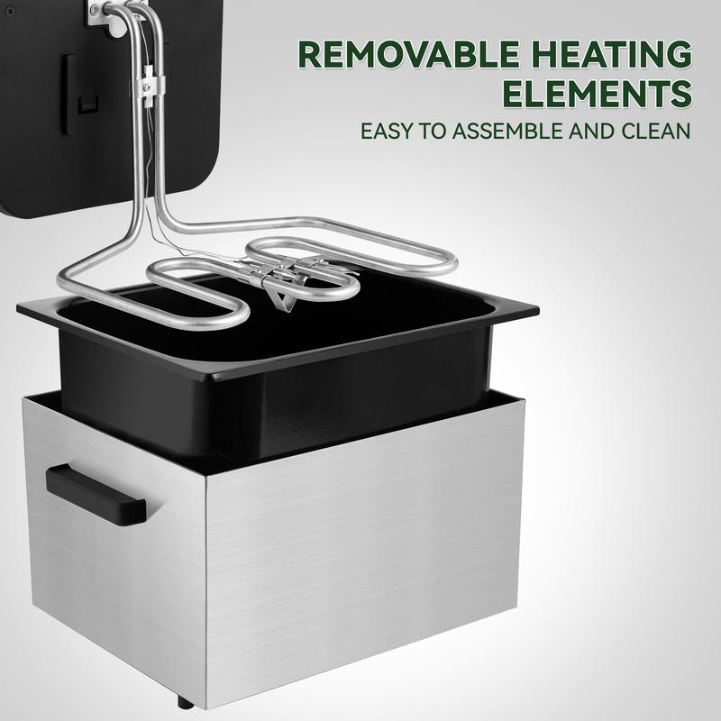 SUSTEAS Electric Deep Fryer with 3 Baskets 4 Liter Oil Capacity Cool Touch Sides Dishwasher Safe Adjustable Temperature Control with Viewing Window for Home Use - Lid Design