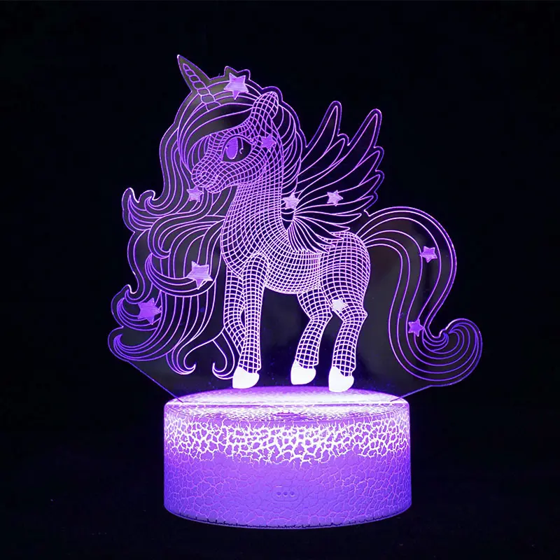 3D Illusion Unicorn Animal Color Changing LED Night Light - Laser Engraved, Remote Control, 16-Color Modes, Flashing Effects, Adjustable Mood Lighting for Boys' Kids Room Decor Christmas Gifts