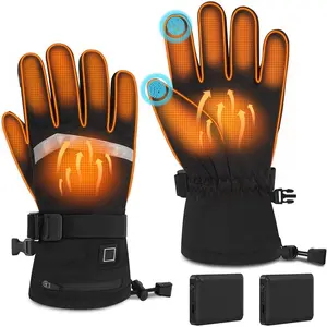 Heated Gloves for Men and Women, Rechargeable Electric Gloves with 5000mAh , 3 Heat Settings,  & Windproof Winter Gloves for Skiing, Cycling, , Hiking
