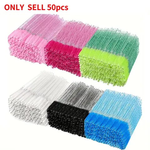 50pcs Disposable Eyelash Brushes, One-Use Mascara Brush Heads, Mascara Wands, Makeup & Beauty Tools, Perfect for Lash Extensions, Ca Prop 65 Compliant