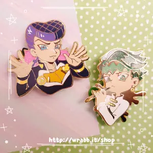 JJBA Jojos Bizarre Adventure Diamond is Unbreakable Enamel Pin - Josuke Higashikata and Kishibe Rohan
