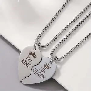 king queen stainless steel pendant necklace couple gift men and women jewelry party jewelry