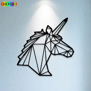 1pc Unicorn Metal Wall Art, Geometric Unicorn Statue Mural, Ideal Gift for New Year, Easter, Mythical Creature Enthusiasts, Rust-Resistant Metal Wall Decor Wall Sculptures, Perfect for Bedroom Wall & Garden Fence Unicorn Decor Enthusiasts
