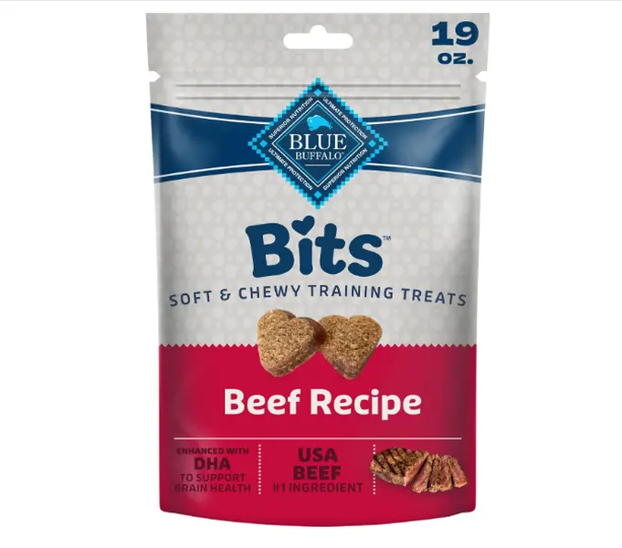 Bits Soft Dog Treats for Training, Made With Natural Ingredients & Enhanced with DHA, Beef Recipe, 19-oz Bag