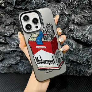 Hand-drawn graffiti cigarette lighter illustration mobile phone case suitable for iPhone X Xs 11 12 13 14 15 16 Pro Max color printing matte protective case 7/8 14 15 16 Plus anti-fall and anti-slip design electroplated button protective cover