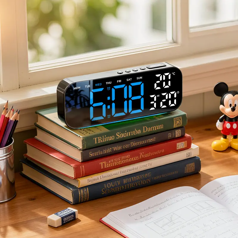 TIMESS Multifunctional Colorful Digital Alarm Clock,10-Inch LED  Large  Display,Adjustable Brightness, Calendar, Week & Temperature - Modern Wall/Desk Clock for Bedroom, Office, Ideal Halloween & Christmas Gift summerwins