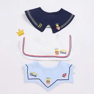 3pcs Newborn Embroidered Bibs, Cute Embroidery Anti-Spill Towel, 360° Rotatable Design, Special for Saliva Babies, Crown Style
