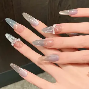 Handcrafted Tulip Press-On Nails 3D Floral Art Nude Pink Wearable Luxury Custom Fake Nails for Women Durable Effortless Application with Butterfly Design & Sparkling Accents Solid Style Selectable Size Length