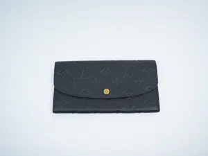 Pre-owned Louis Vuitton calfskin Small Leather Goods Empreinte Emilie Wallet Black
