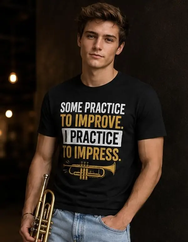 Cocky Trumpet Player Band T-shirt | Funny Brass Marching Band Camp Trumpet Design7