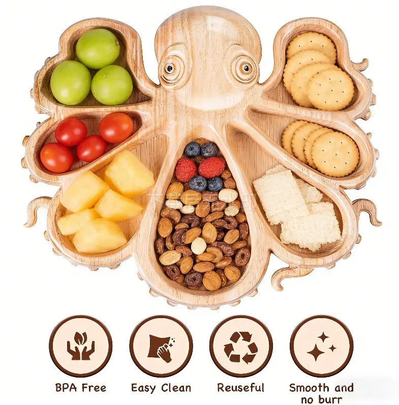 Serving Board With Tentacles Detailing Wooden Party Platter For Cheese Meats Entertaining Kitchen Tray