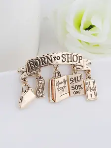 Women's Cute Money Bag Letter Tag Metal Brooch Lapel Pin Clip, 1pc Born to Shop Design, Ideal Accessory for Women, Fashionable Jewelry Addition