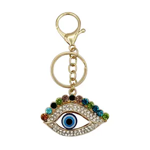Multi-Color Eye Keychain with Gold Finish, Adjustable Chain, Eye Design, and Colorful Accents