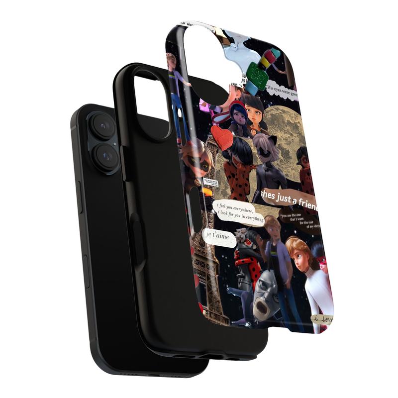 Miraculous Ladybug & Cat Noir Collage Phone Case, Ladybug Cat Noir Poses Parisian Love & Identity Vibes, fashion vibes dreamy emotional expressive collector gift play now, iPhone 17 16 15 14 13 12 Pro Max Plus X, Galaxy S25 S24 S23 S22 Ultra