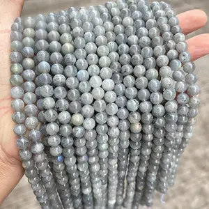 Natural Labradorite Gemstone Smooth Round Loose Beads 15.5 Inches Long AAA Quality for DIY Jewelry Making Bracelet Necklace Earrings Semi Precious Stone Spacer Beads
