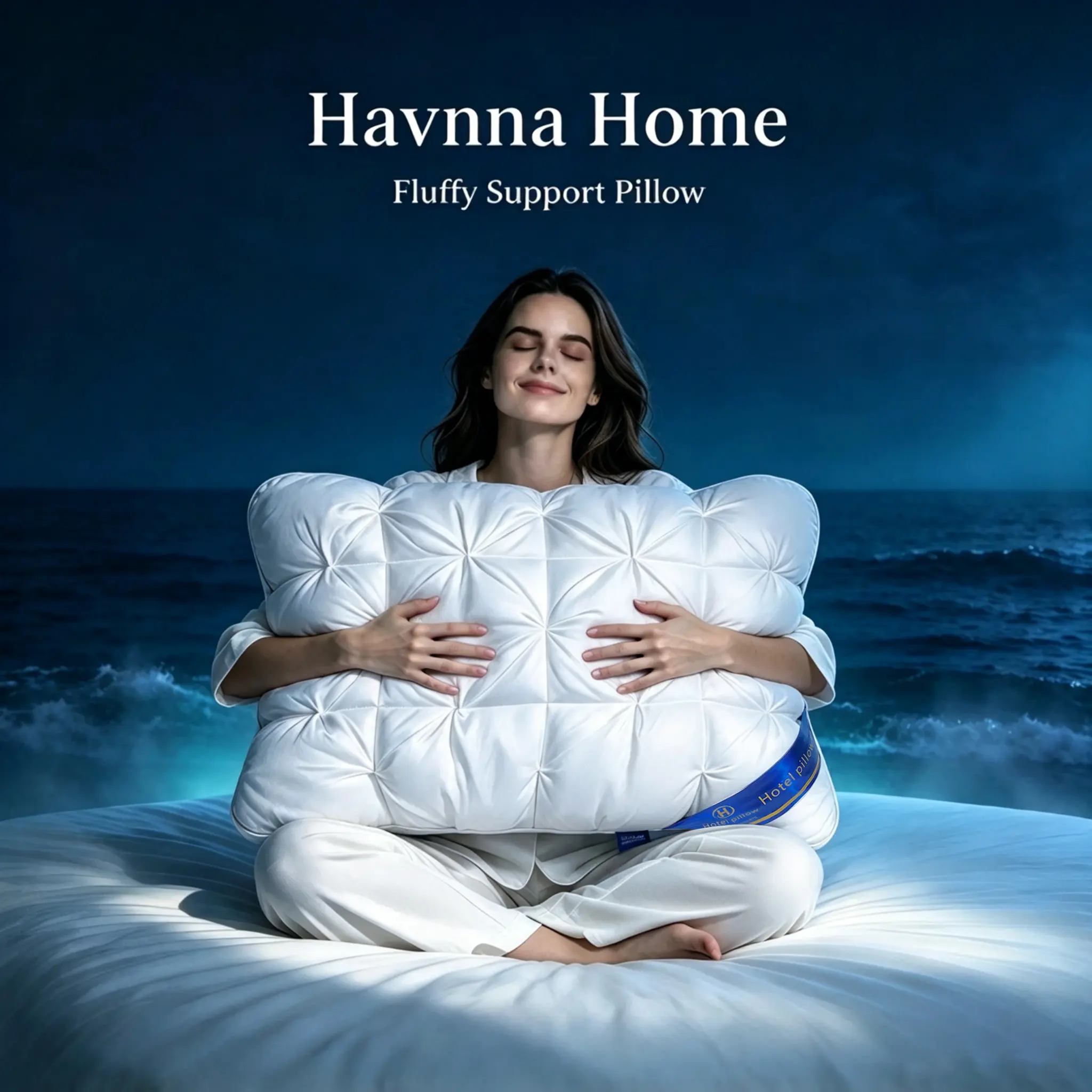 Havnna Luxury Quilted Hypoallergenic Neck Pillows, 1/2/4-Piece Set, Anti-Flattening, Polyester Fiber Filling, All-Sleep-Poses Compatible, Hotel-Style Look, Bedroom Home Use