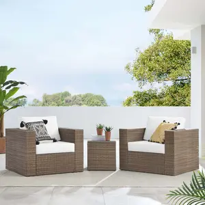 Convene 3-Piece Outdoor Patio Furniture Set in Cappuccino White
