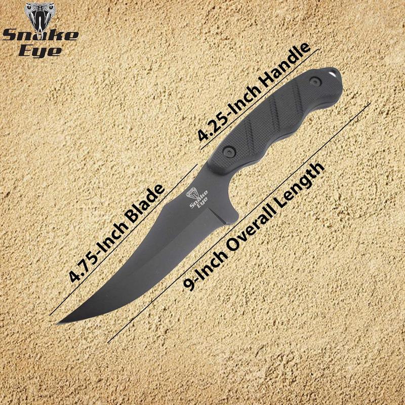 Snake Eye Tactical 9" Skinner Knife with Sharpener and ABS Sheath, EDC, Outdoor Gear, Camping, Hunting (1148-BK)