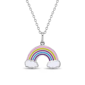 Colorful Rainbow Toddler/Kids/Girls Necklace Enamel - Sterling Silver