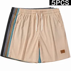 Men’s athletic casual shorts, mid-thigh length; summer corduroy fabric with elastic waistband; comfortable and breathable—ideal for beach, outdoor hiking, everyday wear, and commuting. outing