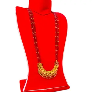 Mix Red Hydro Crystal 6 String Necklace with Gold Tone Pendant for Women Fashion Jewelry Elegant Design