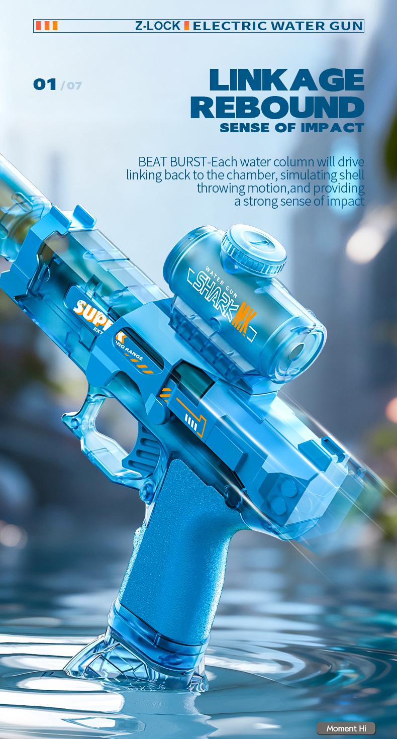 Tactical Automatic Water Gun with LED Light-Up Muzzle, 32+ FT Long Range Powerful Squirt Gun, High Capacity Battery Powered Blaster for Summer Battles & Outdoor Fun Adults & Kids