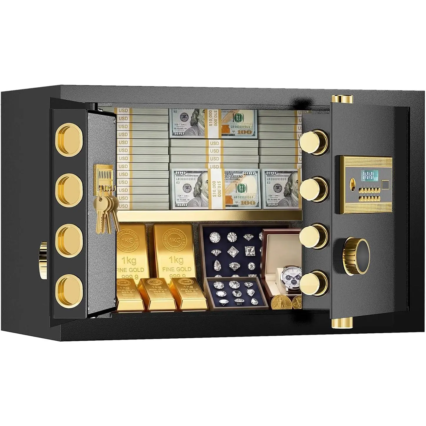 6.0 Cubic Safe Box, Extra Large Double Door Home Safe, Jewelry Safe with Removable and Adjustable Shelf, Heavy Duty Digital Safe with Security Double Key Lock for Home Office Hotel