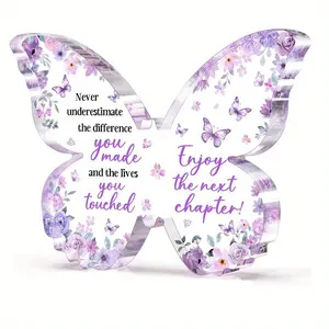 Farewell Gifts for Coworkers Butterfly Acrylic Personalized Plaque Decor, New Job Goodbye Going Away Appreciation Leaving Retirement Gifts, Decorative Plaque
