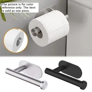 1pc Stainless Steel Perforated Tissue Roll Dispenser For Bathroom, Self-adhesive Toilet Paper Holder