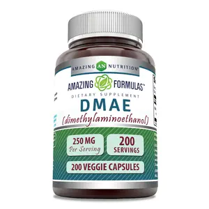 Amazing Formulas DMAE (Dimethylaminoethanol) Supplement | 250 Mg | 200 Veggie Capsules | Non-GMO | Gluten-Free | Made in USA