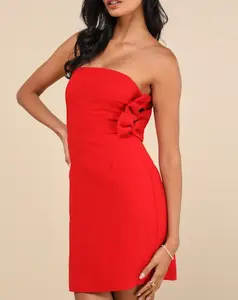 Lulus Harlee Red Strapless Bow Mini Dress outfits Mesh Tropical Leopard Tube