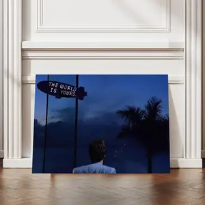 SCARFACE TONY MONTANA, The World Is Your,Scarface Tony Montana Poster,movie Scene Poster,Real Movie Scarface Scene canvas wall art Quote Prints Modern Cool Design