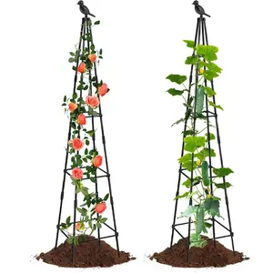 Garden Trellis for Climbing Plants Outdoors, 1 Set 63 Inch Tall Cucumber Trellis, Garden Obelisk Trellis, Rustproof Plants Support for Indoor Potted Plants