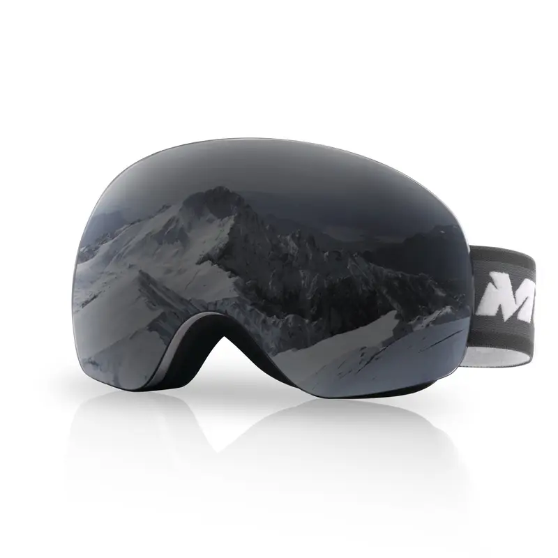 MEELOOG Ski Goggles Frameless OTG Snowboard Goggles Anti-fog 100% UV400 Protection for Men Women with Double-layer Spherical Lenses & Non-slip Strap
