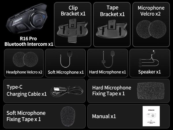 Motorcycle Helmet Bluetooth Headset, 10 Way 2KM Helmet Communication System, Multitasking Audio Motorcycle Intercom, 2 Mics&40mm Speaker (2 Pack)