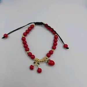 Bracelet strawberry and cherry shapes beautiful style adjustable Handmade Jewelry Summer Dainty Jewelry Modern Versatile Accessories