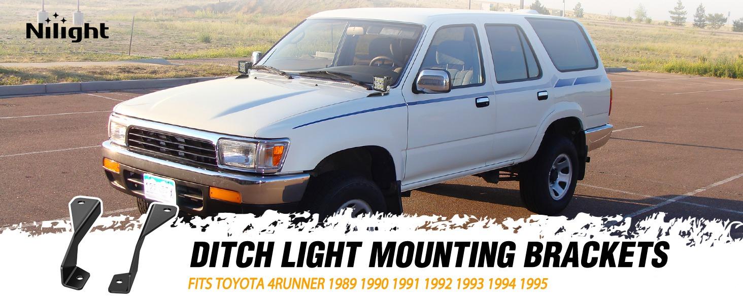 Nilight Ditch Light Brackets Hood Hinges Mount Bracket Kit for Auxiliary Offroad LED Pods Work Lighting Compatible with Toyota 4Runner 1989 1990 1991 1992 1993 1994 1995 3rd Gen Pickup