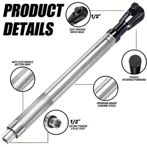 1/2" Impact Drill Offset Extension Rod, Three-In-One Socket Wrench Extender, Ideal for Narrow Spaces Repair, Chrome Vanadium Steel, High Torque Tool