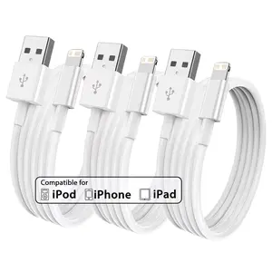 3pcs USB to Lightning Charging Cable, Fast Charge Line Compatible with Smartphone iPhone 14 13 12 11 Pro Max XR XS X 8 7 6 Plus Se & iPad Devices