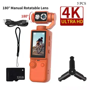 1080P Hybrid Automatic Autofocus Action Camera with 32GB MicroSD Card, Tripod, HD Image Stabilization, Video Logging Function, 180° Manual Flip, 2000mAh Battery, ABS Construction