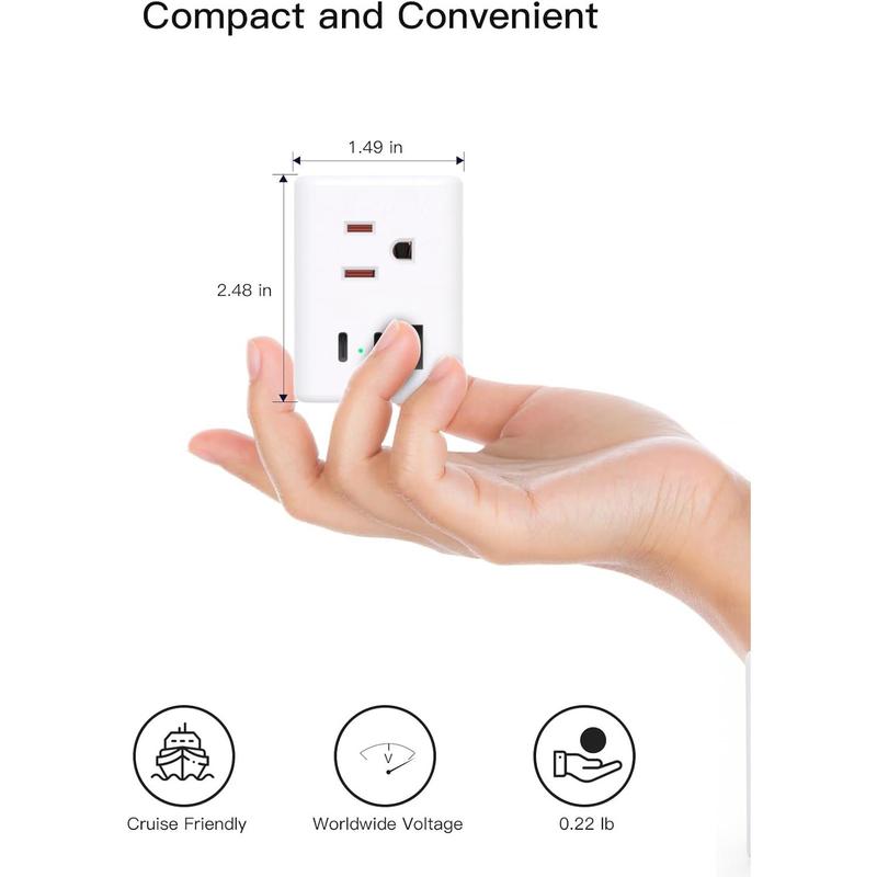 2 Pack European Travel Plug Adapter, Mifaso International Power Plug Adapter with 3 Outlets 3 USB Charging Ports(2 USB C), Type C Plug Adapter Europe Travel Essentials to Spain Italy France