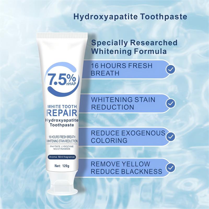 3 PCS 7.5% Hydroxyapatite Toothpaste,Gentle and Effective Formula,Fresh Mint Flavor, for Sensitive Teeth,Deep Cleansing Toothpaste