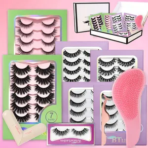 30A BTLLSSH 35 Pairs False Eyelash Gift Set 11mm 14mm 16mm 17mm 18mm Fluffy Wispy Faux Mink Lashes with Lash Glue Tweezers Eyeliner Stamp Reusable Natural Dramatic Fake Eyelashes Makeup Kit for Women
